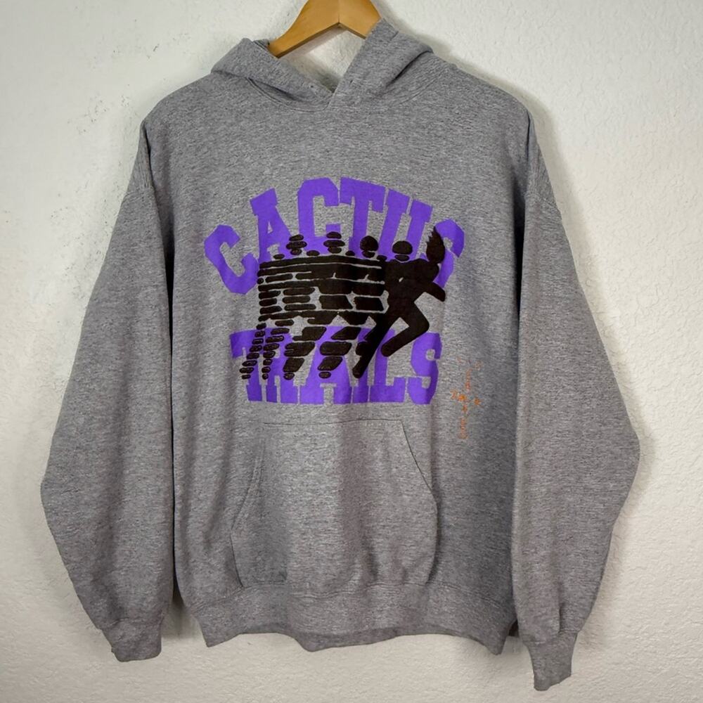 Travis Scott Cactus Jack Running Wild Varsity Hoodie Gray Streetwear Casual